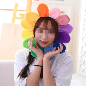 

Creative Sun Flower Headgear Staffed Soft Cap Funny Plush Toys for Kids Girls Lovely Christmas Gift Party Dolls