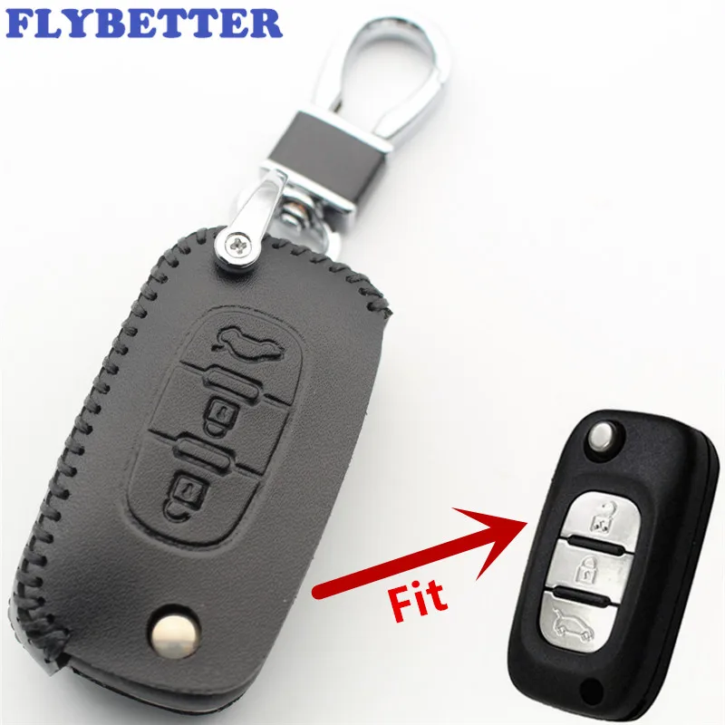 Складной чехол FLYBETTER из натуральной кожи с 3 кнопками для Lada Sedan/Largus/Kalina/Granta/Vesta
