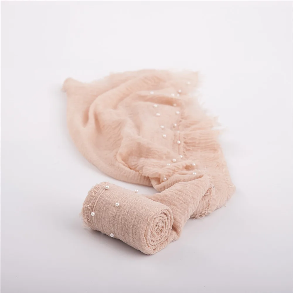 beige Многофункциональный Мягкий реквизит для фотосъемки новорожденных, одеяло для фотосъемки детей, мусульманские обертывания с жемчугом и бисером - Цвет: beige