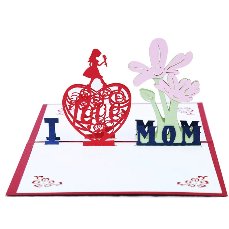 Cartes De Remerciement D Anniversaire Carte Postale Decoupee Au Laser Ajouree 3d Stereo Pop Up Cadeau De Fete Des Meres Aliexpress