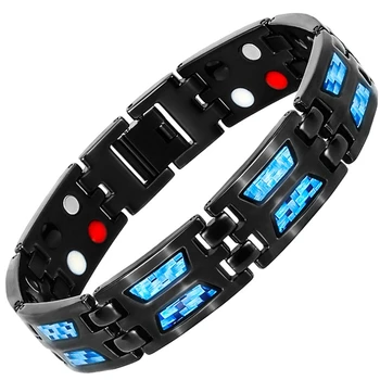 

1 Bio Energy Bracelet Blue Carbon Fiber netic Titanium Bangles & Bracelets Gift for Man