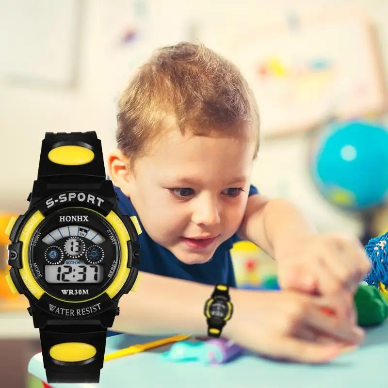 Waterproof Children Boy Multifunction Boy Digital LED Sports Waterproof Wrist Watch Kids Alarm Date Electronic Watch Gift