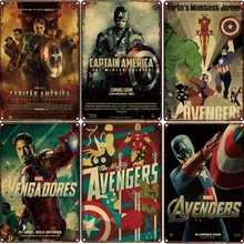 Мстители Железный человек Капитан Америка-жестяная вывеска металлическая пластина железная живопись детская комната настенный бар кофе домашний художественный Декор