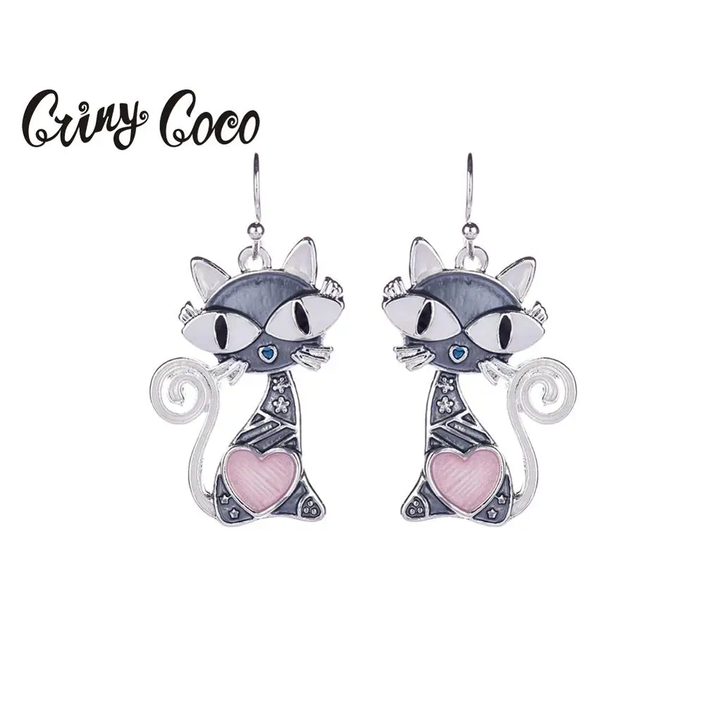 2020 Hot Sale Cute Cat Animal Drop Earrings for Kids Women Hanging Fashion Jewelry Female Gift Wholesale Earring New | Украшения и