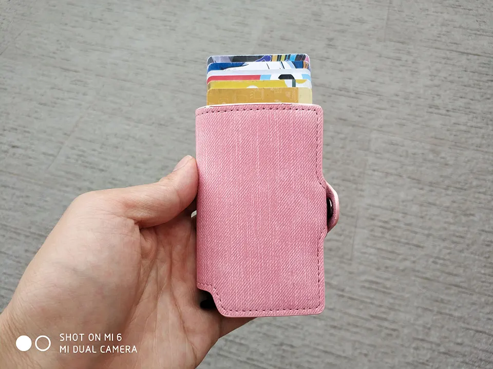 RFID ковбойский кредитный ID держатель для карт Ретро винтажный алюминиевый джинсовый кожаный кошелек чехол для карт мини кошелек для мужчин и женщин