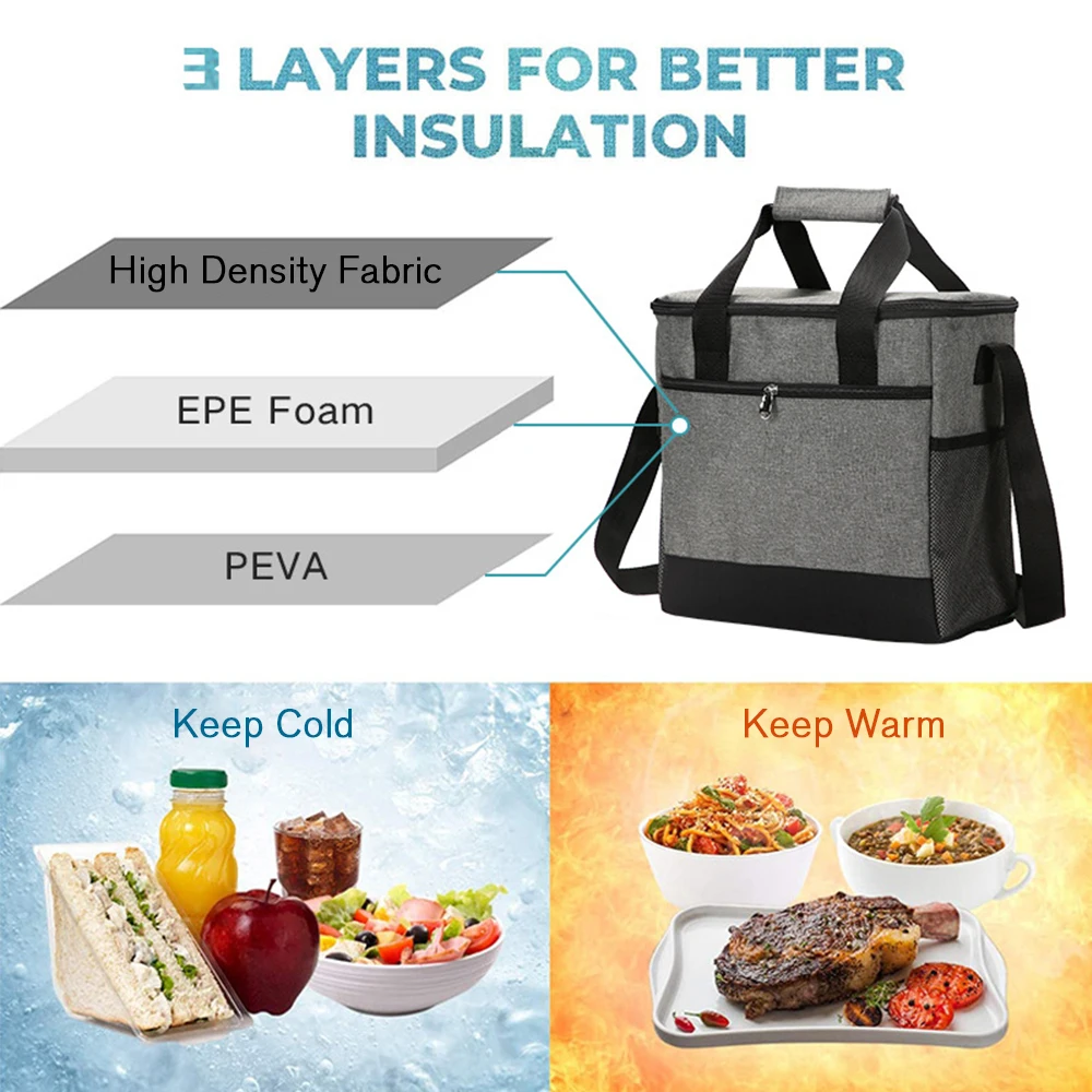 15L/6L Portable Insulated Thermal Cooler Lunch Box Bag For Work Picnic Bag Thermal bag for lunch bag Camping for Kids Adult