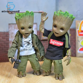 

Strongwell Daily Dress Up Baby Groot Doll Figurines Cos Tree Man Model Toy Marvel Guardians Galaxy Action Figures Kid Film Gift