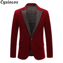 CYSINCOS новые мужские классические бархатные костюмы Стильный бордовый королевский синий черный модный Свадебный Жених Стройный смокинг Выпускной костюм