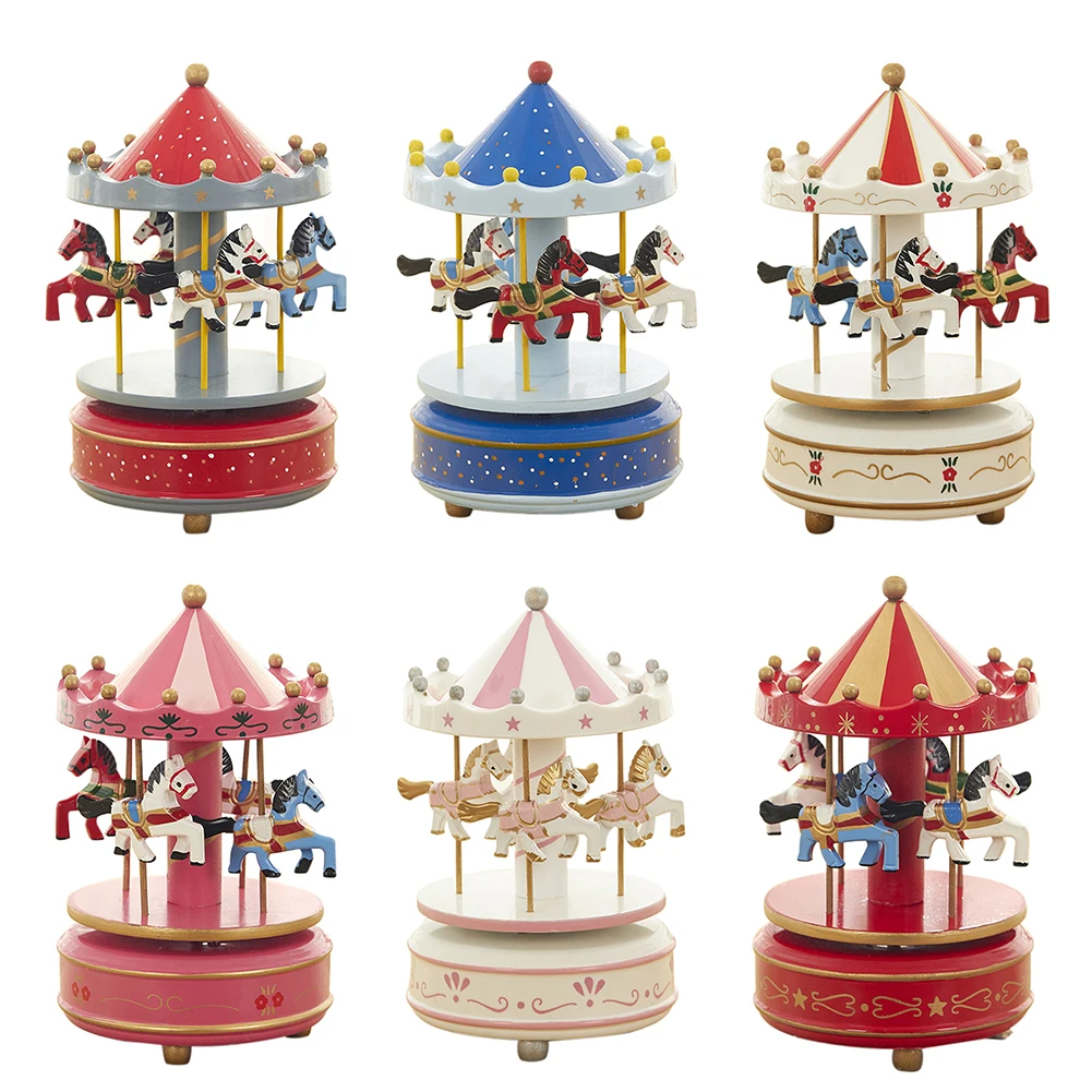 Music Box Wooden Carousel Sky City Classical Creative Birthday Friendship Love Gift Home Decor Valentine's Day Gifts