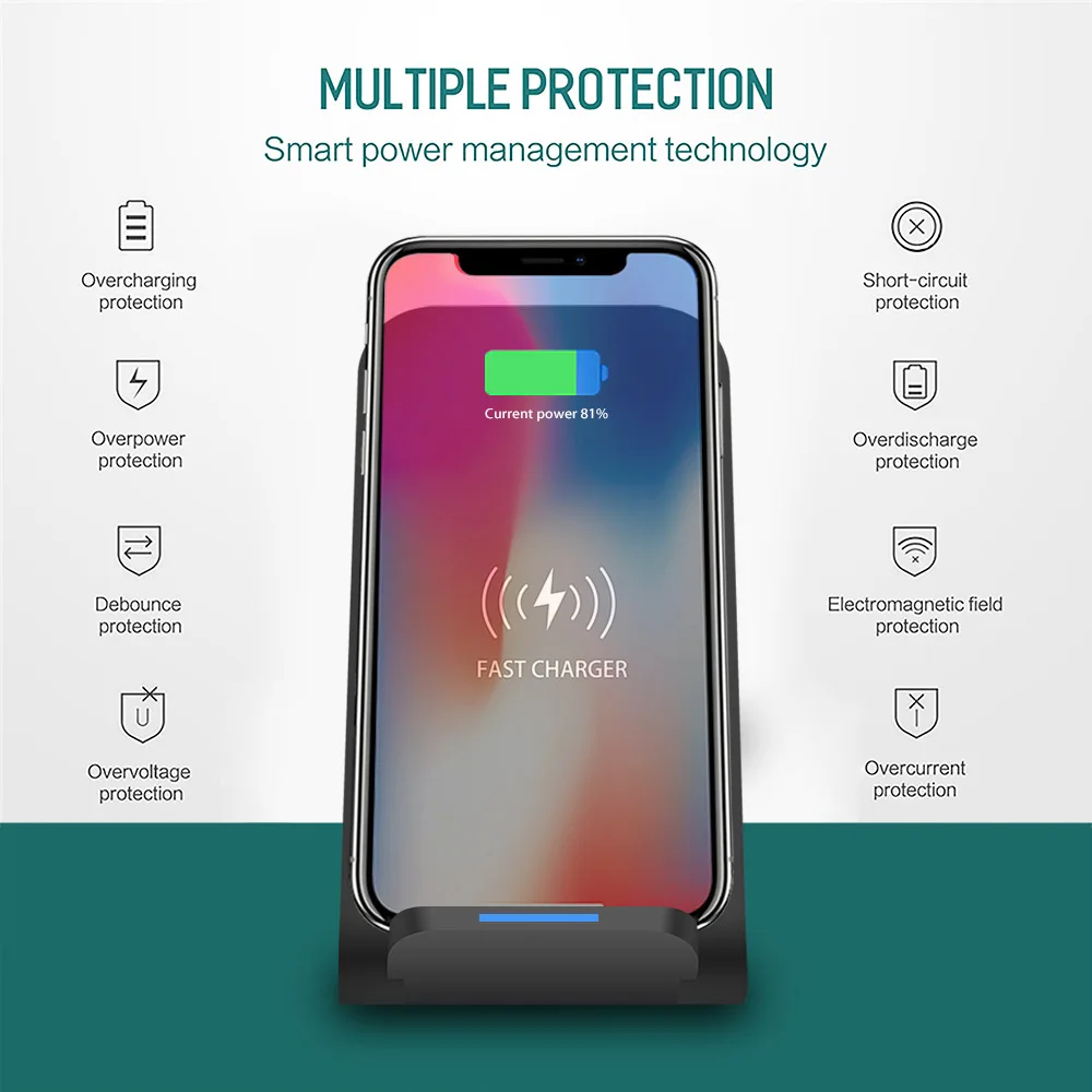 DCAE 15W QI FAST Charge Wireless Charger Stand Pad For Samsung S10 S9 S8 iPhone 11 XS XR X 8 Airpods Huawei P30 Pro Xiaomi mi 9