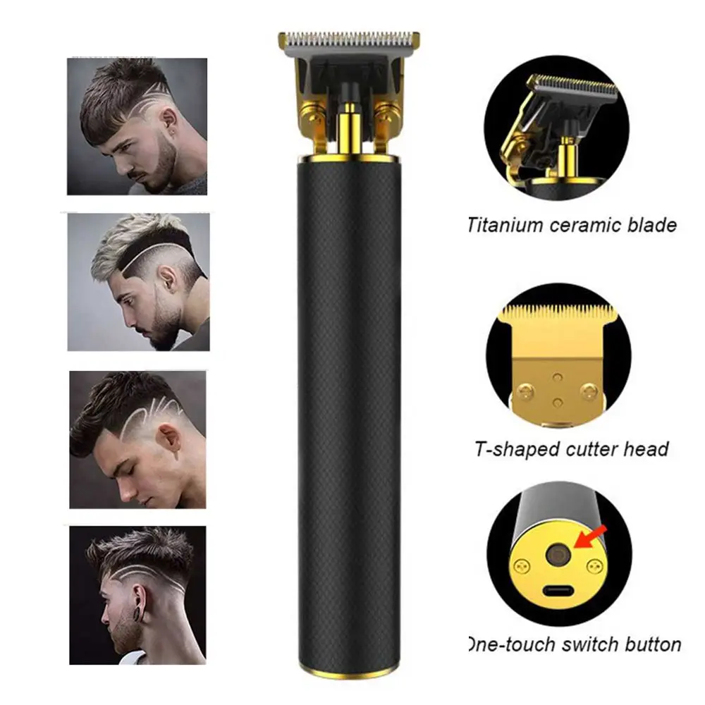 

USB Rechargeable Electric Hair Clipper Cordless Beard Trimmer Men Shaver Haircut Styler T-Blade clipper 0mm Hair Cutting Machine