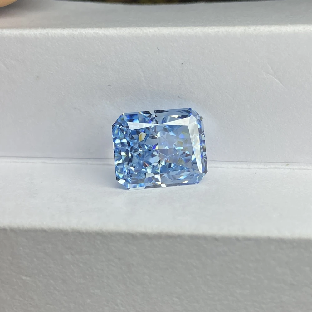 Meisidian 6A CZ 10x12mm 12 CTS Crushed Radiant Cut Light Ice Blue Cubic Zircon Diamond Stone