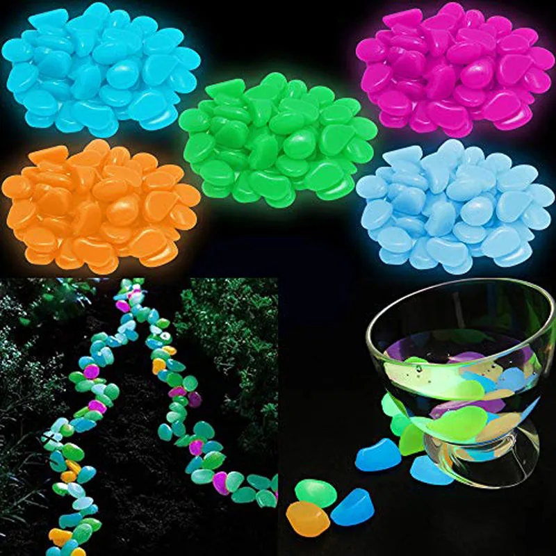 

50/100PCS Glow in The Dark Stones Glowing Pebbles Pavement Rocks Indoor Outdoor Decor Luminous Stone Path Patio Lawn Decoration