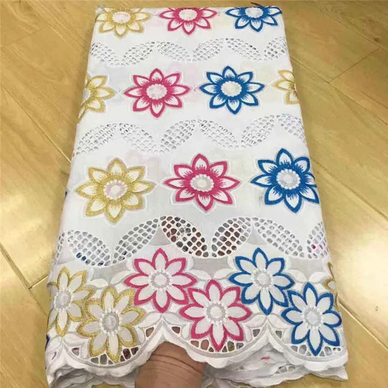 

5 yard Swiss lace fabric 2019 latest heavy beaded embroidery African cotton fabrics Swiss voile lace popular Dubai style 3L0803