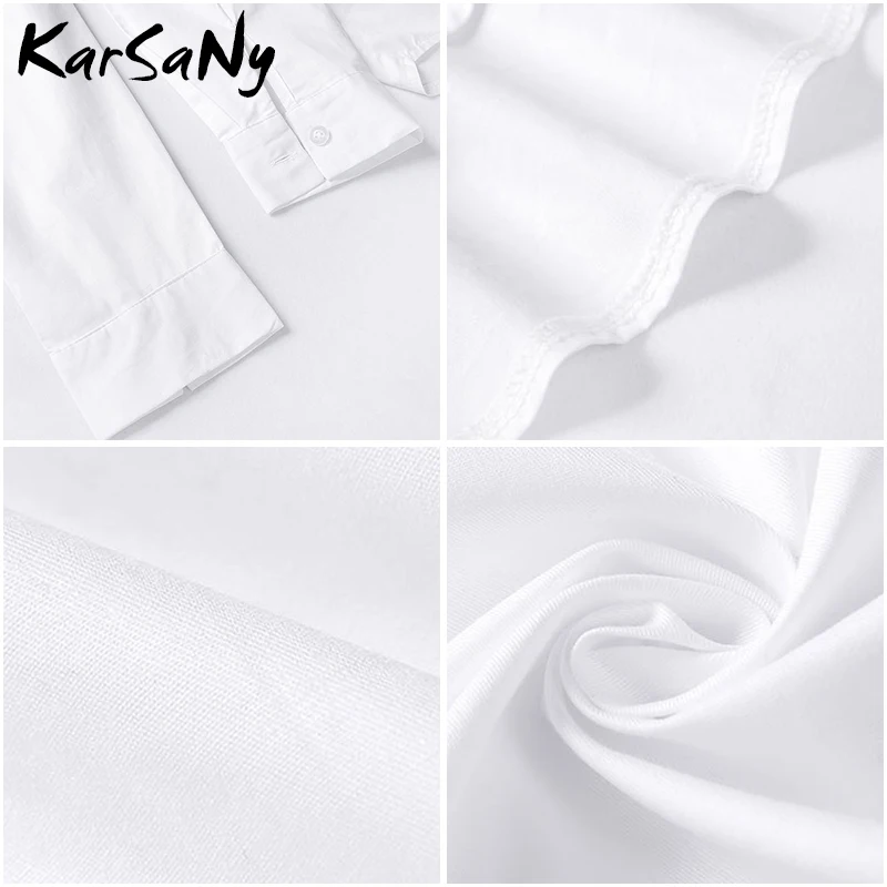Women's White Shirt Oversize Cotton Femme Tops Plus Size 5XL Long Shirts For Women White Blouse Spring Long Sleeve Tunics Women 6