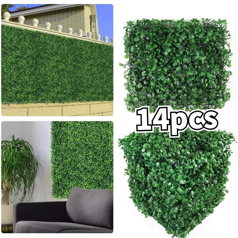 ださい 人工フェンスと生け垣プラスチックは、屋内屋外用の草の緑の壁の難燃性とuv保護の緑のパネルを残します Buy Artificial