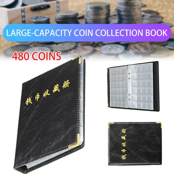 

480 Pieces Commemorative Coin Collection Coins Storage Book Album Holders Collection Volume Folder Hold Multi-Color Empty Coin