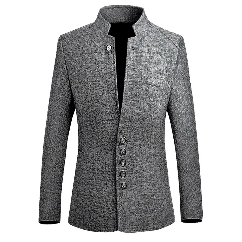 Adisputent Chinese Style Business Casual Stand Men Jacket New Collar Male Blazer Slim Mens Blazer Jacket Plus Size 5XL