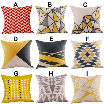 

square Cushion Cover Mustard Pillow case Yellow Geometric Fall Autumn Cushion on sofa car cojines home decorativos наволочка
