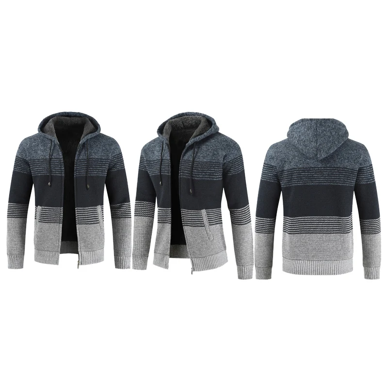 Hemiks, мужская повседневная куртка, зимняя, с капюшоном, Weatshirts, кардиган на молнии, с длинным рукавом, мужские вязаные пальто, куртка на молнии, кардиганы
