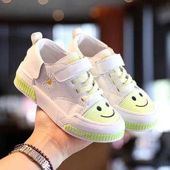 

AFDSWG children's daisy board shoes female baby white shoes autumn new style little boy soft bottom smiling casual trendy shoes