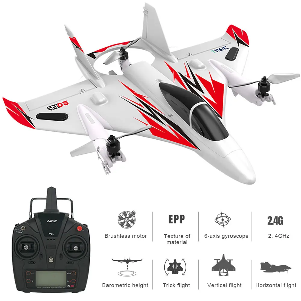 

RC Vertical Take-off Landing Fixed Wing Stunt Aircraft EPO 6-Channel Brushless 6G Self-stabilizing Remote Control Airplane Toys