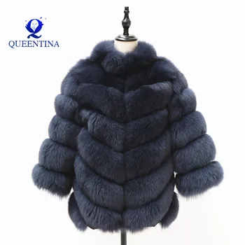 Kaufen Natürliche Pelz Mäntel Frauen Warm Und Stilvolle Natürliche Fuchs Pelz Jacke Weste Stehen Kragen Langarm Leder Mantel
