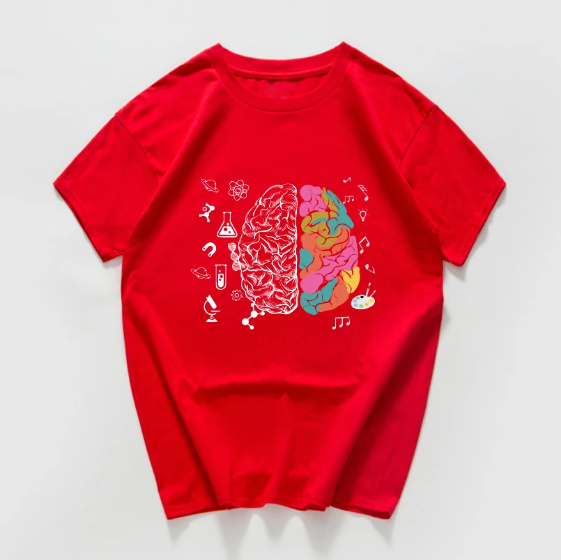 Harajuku Geek Brain Футболка мужская научная химия биология география уличная Математическая физика крутая футболка забавная футболка homme - Цвет: F416MT red