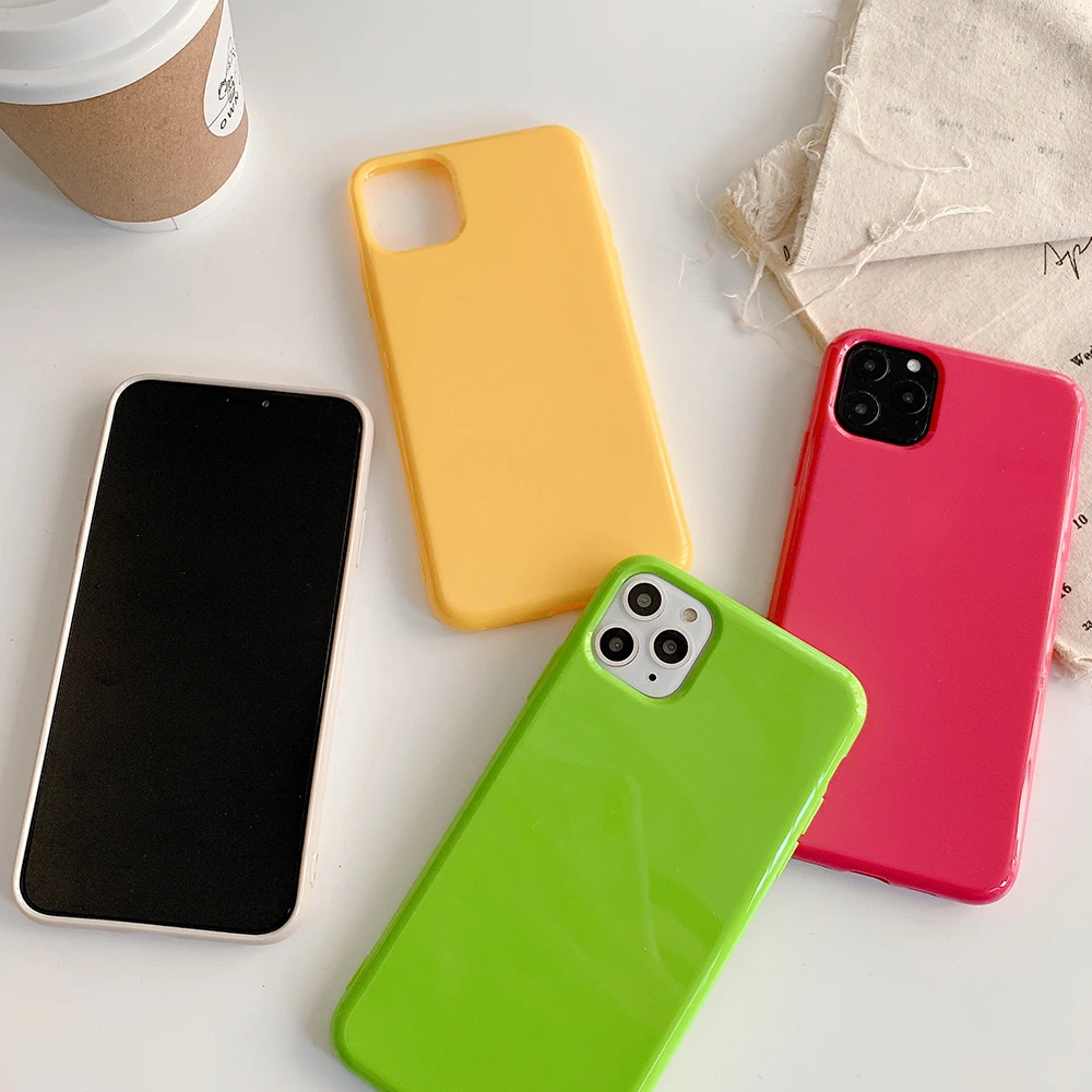 Флуоресцентный зеленый однотонный чехол LOVECOM для телефона iPhone 12 Mini 11 Pro Max XR X XS 7 8