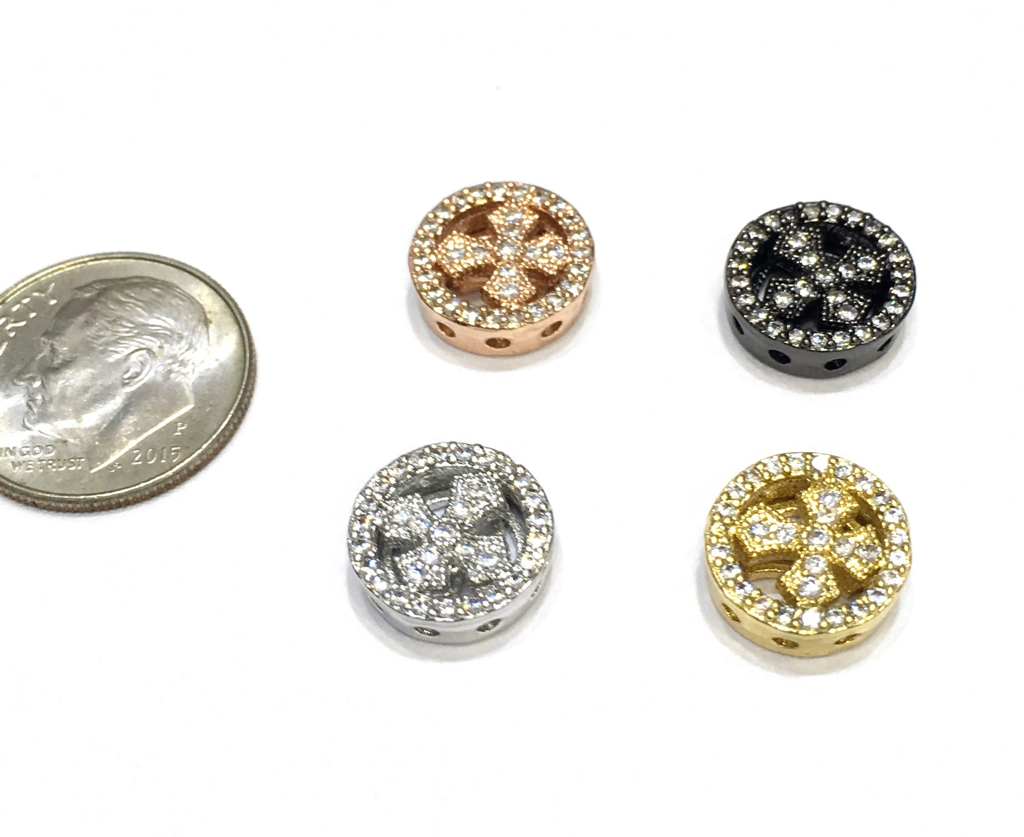 

11x11mm Brass Micro Pave CZ Zircon Cross Spacer Charm Finding Beads Accessories For Bracelet Necklace DIY Jewelry Design Making