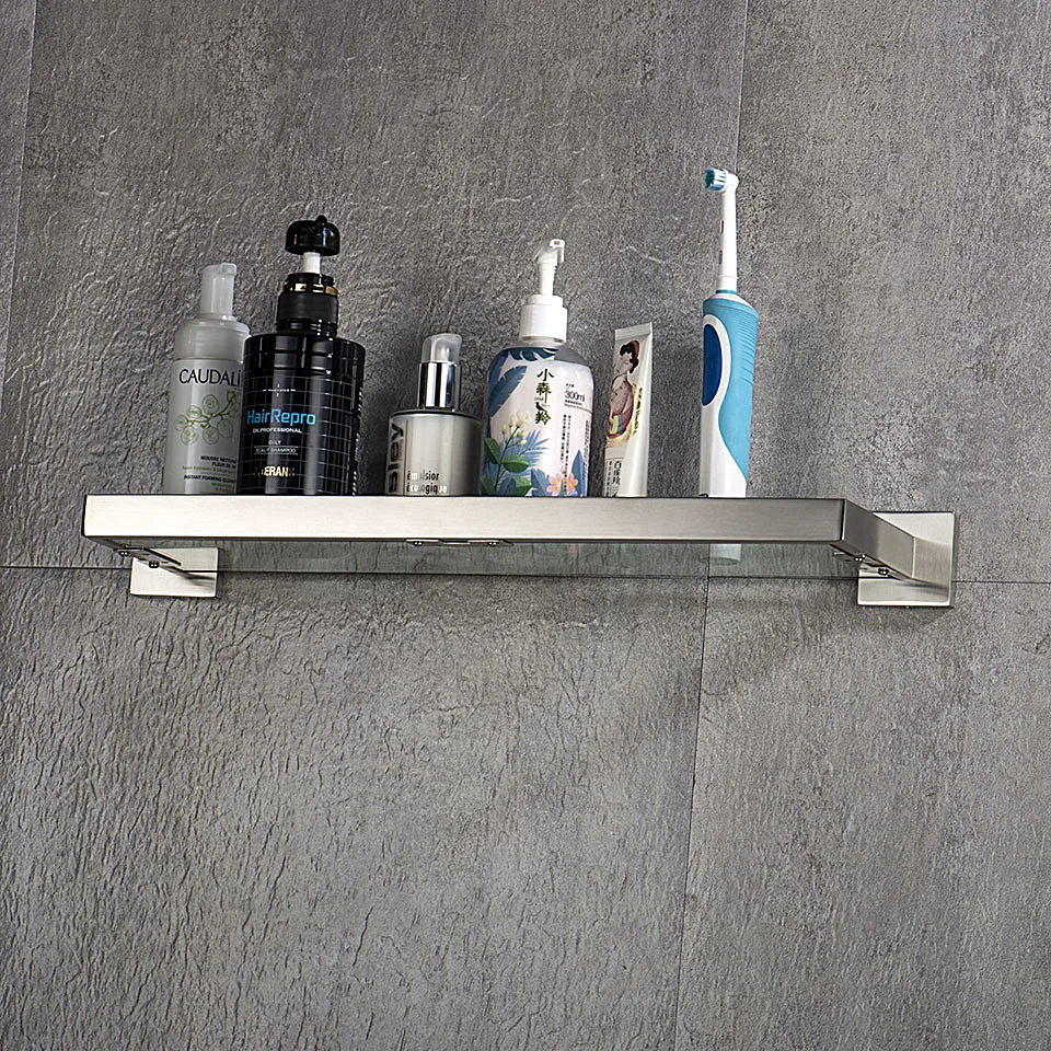 BAGNOLUX Set di accessori per il bagno in nichel spazzolato, in acciaio inox, 4 pezzi, montaggio a parete, set di asciugamani da bagno, resistente, 61 cm