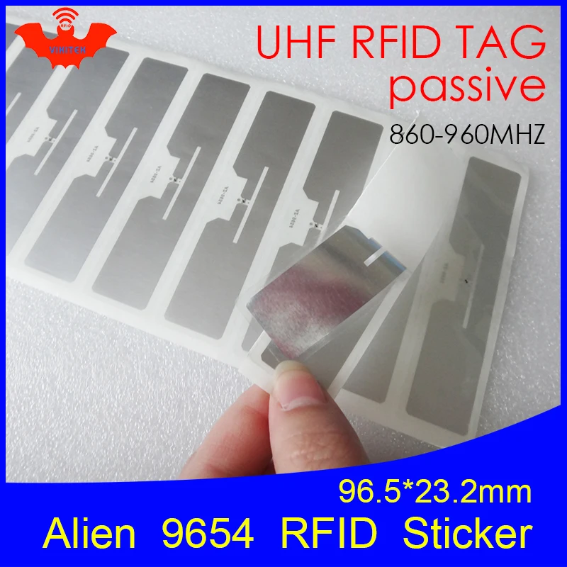Etiqueta Adhesiva UHF RFID Alien 9654, incrustación húmeda, 915mhz, 900 mhz, 868-860 MHZ, Higgs3, EPCC1G2, 6C, etiquetas RFID pasivas inteligentes