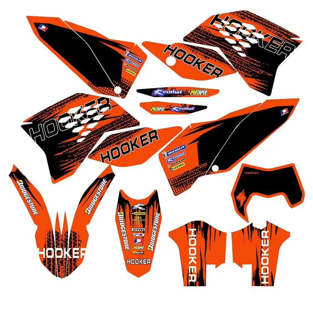 

New Full Graphics Decals Stickers Custom Number Name 3M Bright Matte Stickers Waterproof For KTM EXC Series 2008-2011