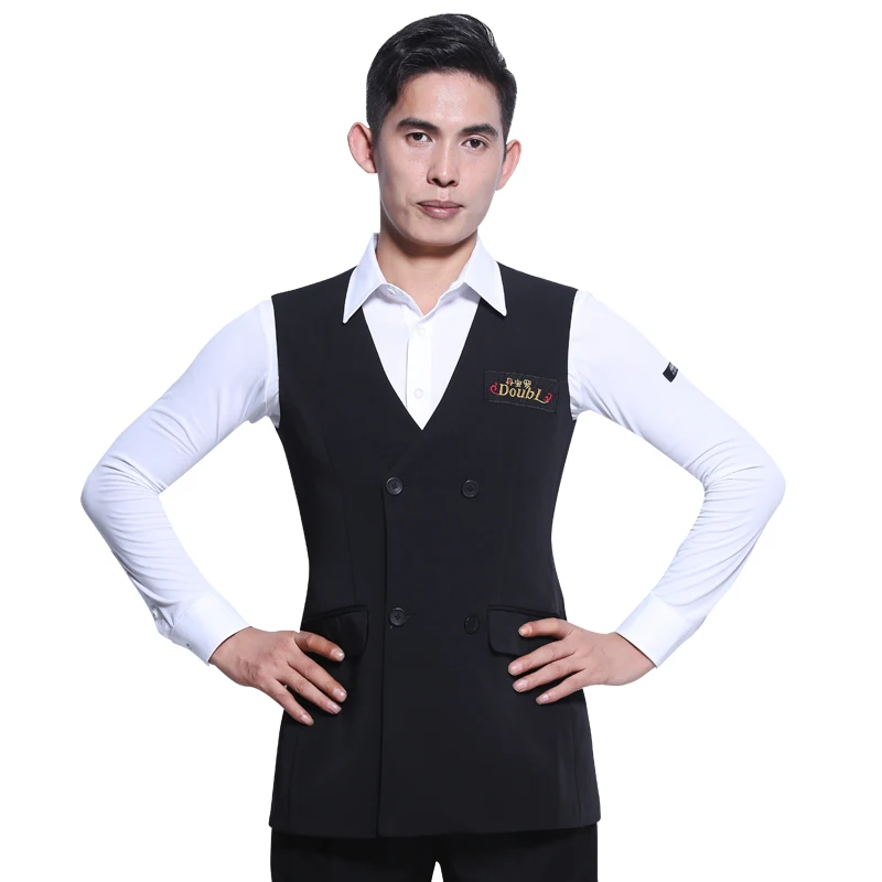 DOUBL Ballroom Long Waistcoat for Men's Standard Dance Waltz Suit Costume Formal Wear Adult Costume Man Top Stage Competition
