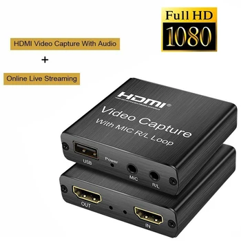 

USB2.0 For Live Streaming Plug And Play HD HDMI Video Card Accessories Game Recording With Mic Audio Portable 4K 1080P 60Hz