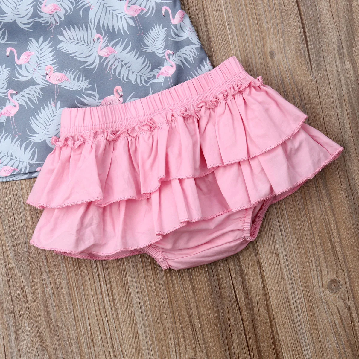 Pudcoco, комплект одежды из 3 предметов для маленьких девочек; одежда для малыша с рисунком Фламинго с расклешенными рукавами футболка с пуговицами Шорты с кружевом оголовье, набор