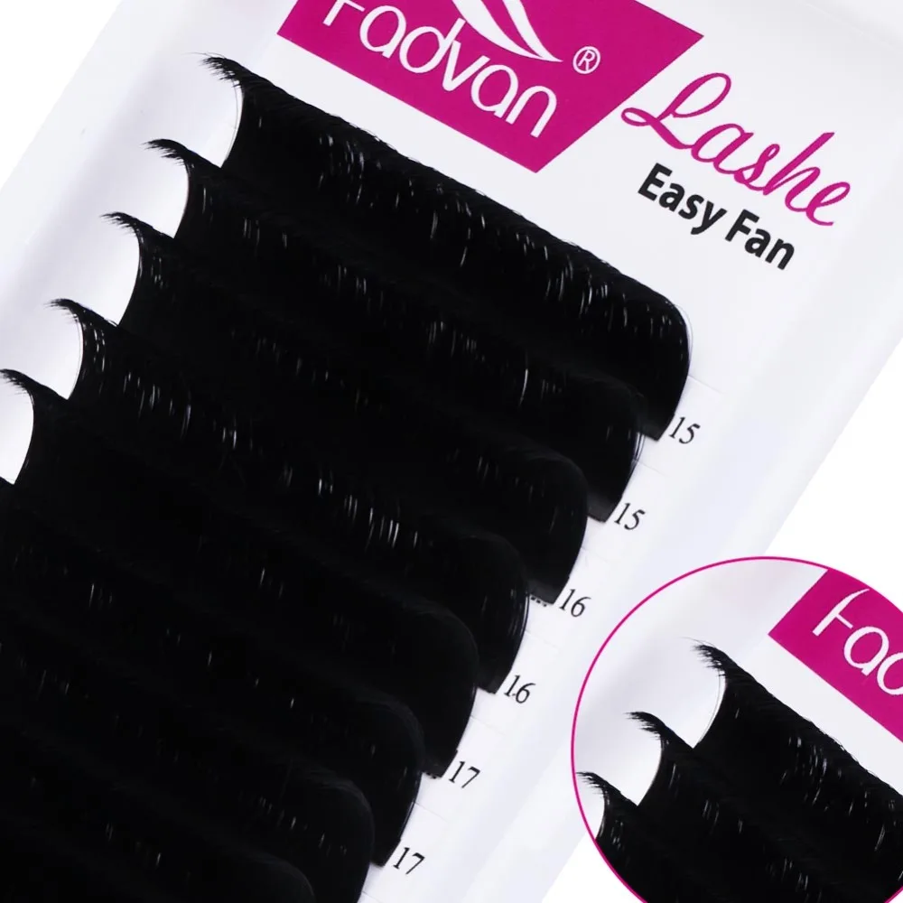 Fadvan Make-up Super Long Easy Fanning False Eyelash Extension 15-20mm Fast Blooming 2d/5d/6d/8d/12d Fanning Lashes for Building