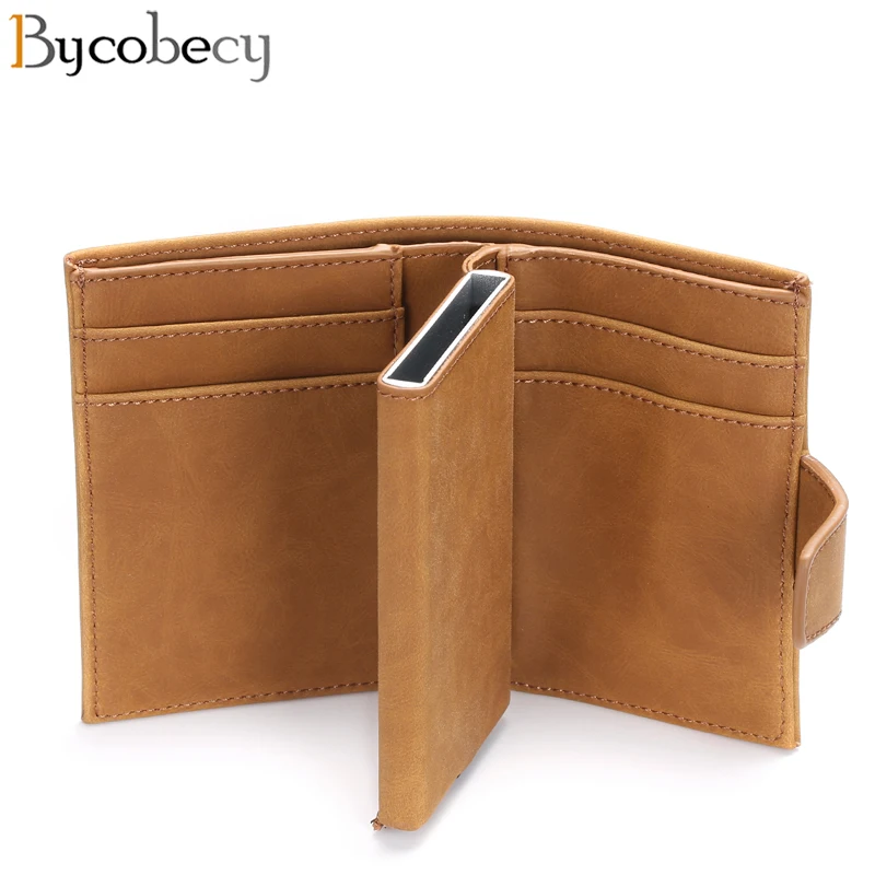 Автоматический кошелек для карт Bycobecy из искусственной кожи держатель антиrfid