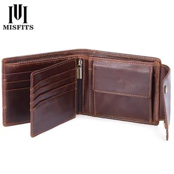 

New men's Leather Wallet large capacity European and American fashion top leather short black anti-theft wallet