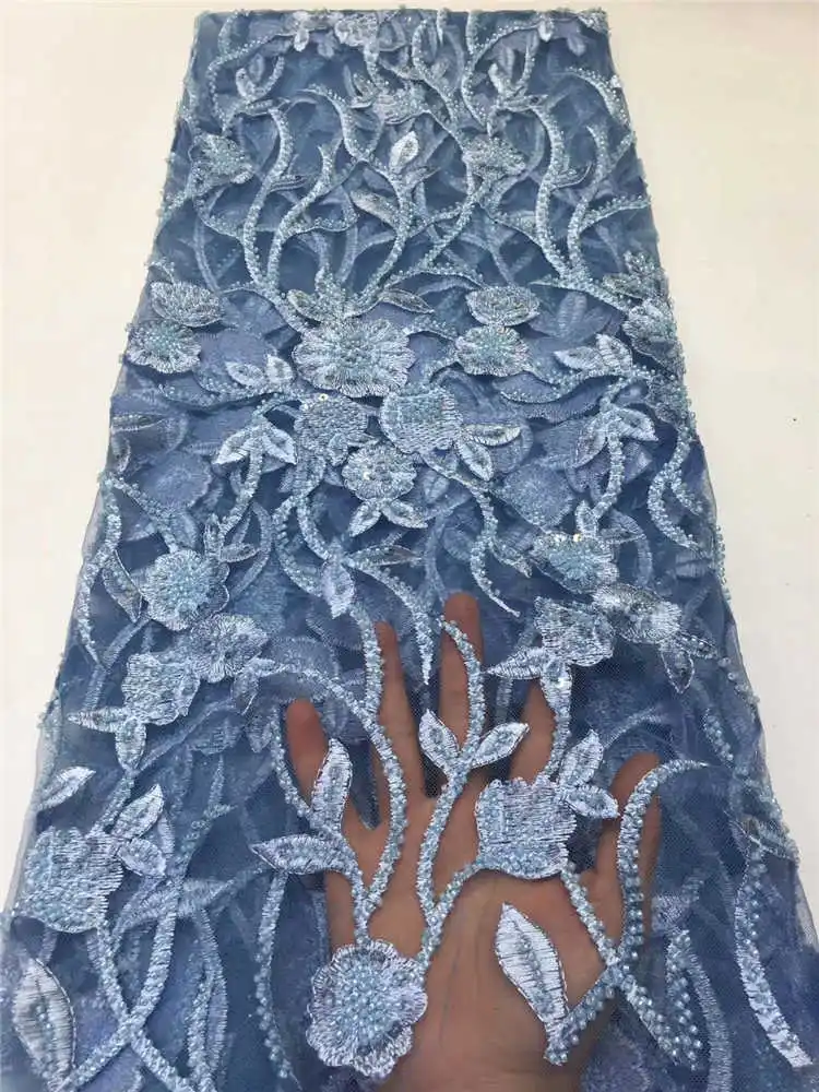 

Lace Fabric 2019 High Quality French Tulle Lace Fabric Gold Lace Trim Hand Made Beaded Lace Fabric