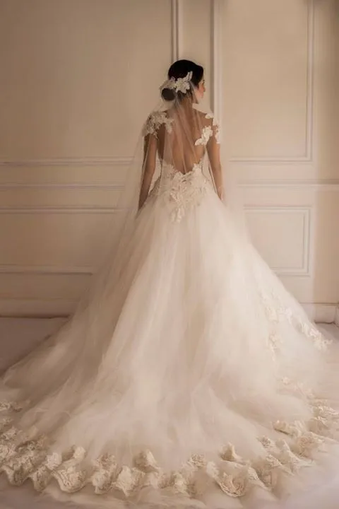 Robe de mariage романтическое свадебное бальное платье с кружевной аппликацией с низким вырезом на спине Vestidos De Novia бисер платья для матери невесты