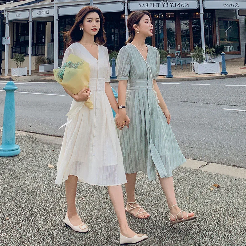 

Photo Shoot Very Fairy of France Non-mainstream Dress 2019 New Style Summer Waist Hugging Slimming Wisdom Smoked Skirt French Pl