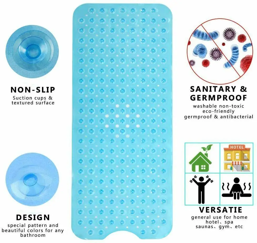 Anti-Slip PVC Shower Mat Bathroom Accessories Set 100x40cm 2Pcs For Kids