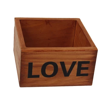 

Brown Wooden Storage Box Case Love Letter Print for Jewelry Essence Oil Bottles Plant Gift