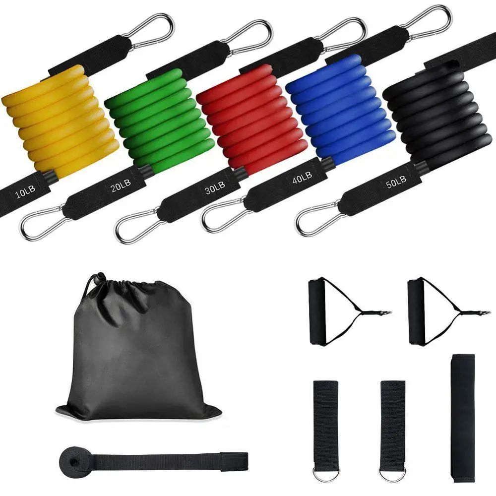 

11 Pcs/Set Fitness Resistance Band Gym Workout Bodybuilding Strength Training Exercise Elastic Bands Latex Tubes Home Equipments