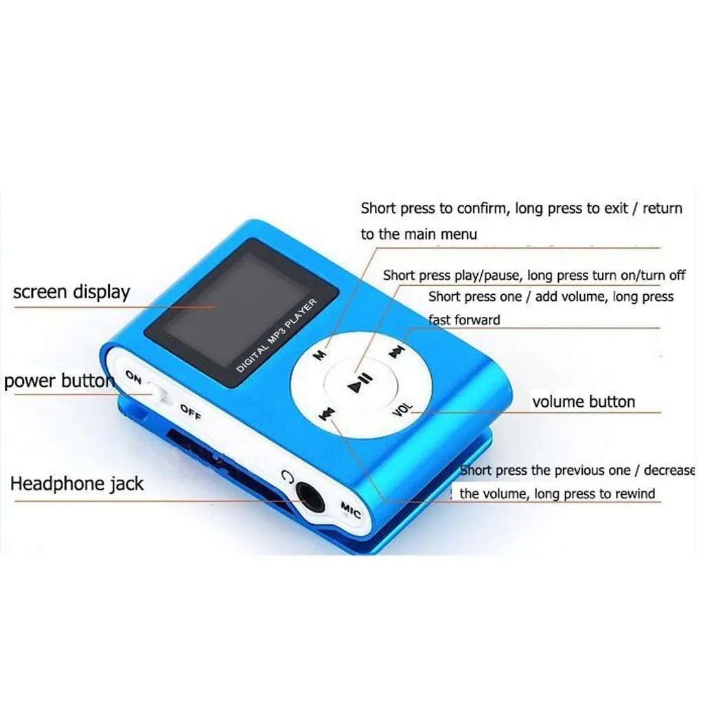 CARPRIE модный мини mp3 USB Клип MP3-плеер ЖК-экран Поддержка 32 ГБ ...