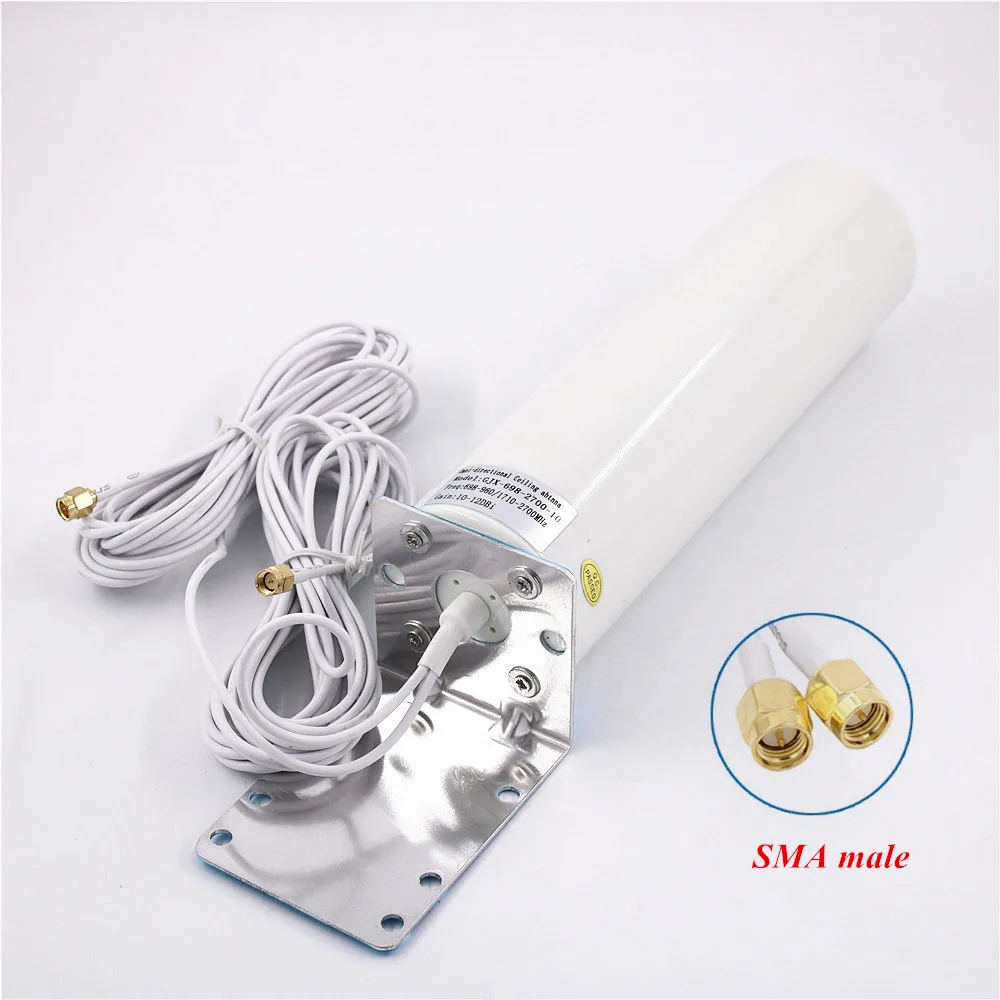 WiFi antenna CRC9 4G LTE antena SMA 12dBi Omni antenne 3G TS9 male 5m dual cable 2.4GHz for Huawei B315 E8372 E3372 ZTE routers - Цвет: 2xSMA male