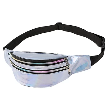 

Bags for Women Fashion Women Students Outdoor Sports Zipper Messenger Chest Bag Waist Women Bag over Shoulder Silver