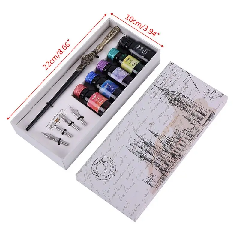 

Carving English Calligraphy Dip Pen Fountain Writing Ink Nibs School Stationery 53CC