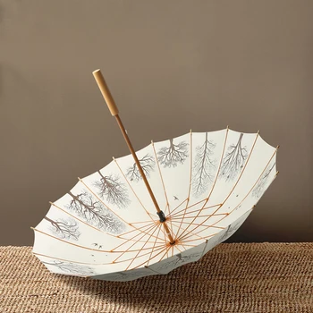 

Creative Retro Wooden Long Handle Umbrella Sunshade Women Umbrella Rain Woman Umbrella Windproof Female Parasol Girls Umbrella